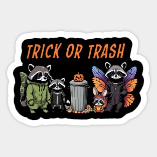 Trick or Trash - Cute Raccoon Family in Halloween Costumes Sticker